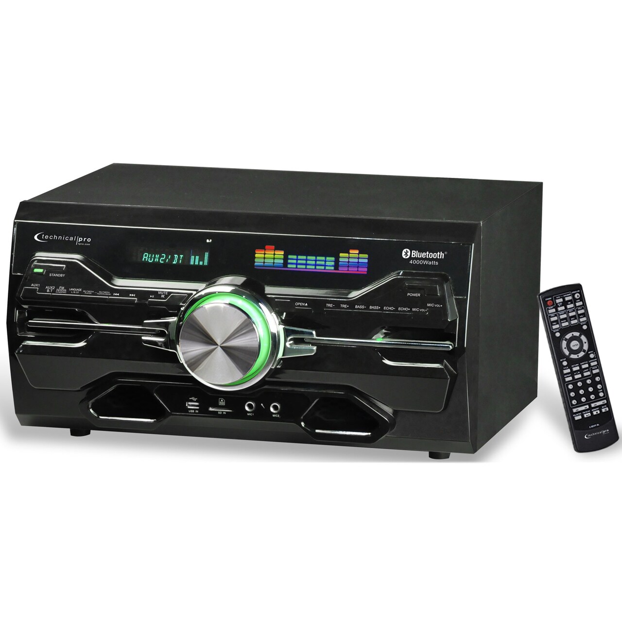 Technical Pro 4000W Bluetooth Home Audio Receiver With Dvd Player And Microphone